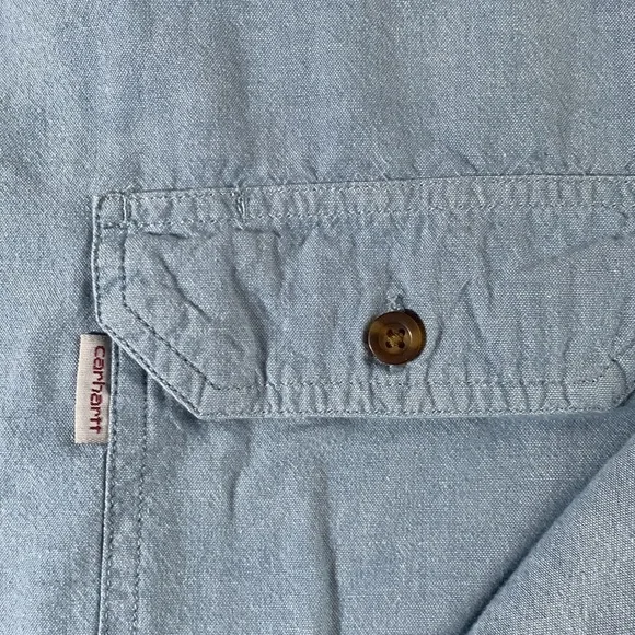 Men’s Carhartt blue, long sleeve shirt. Size XL. Chest approx 25 1/2 inches - Picture 3 of 12